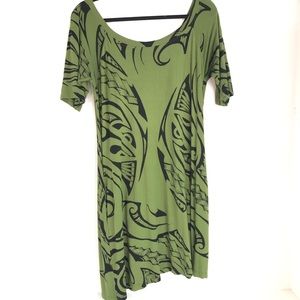 Wahine Toa Green Tribal Print Dress
